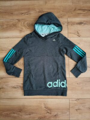 Adidas szara bluza z kapturem 152 1 Adidas szara bluza z kapturem 152 cm