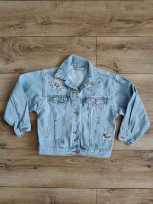 Kiko - kurtka jeansowa - ćwieki - kwiatki - 122 cm