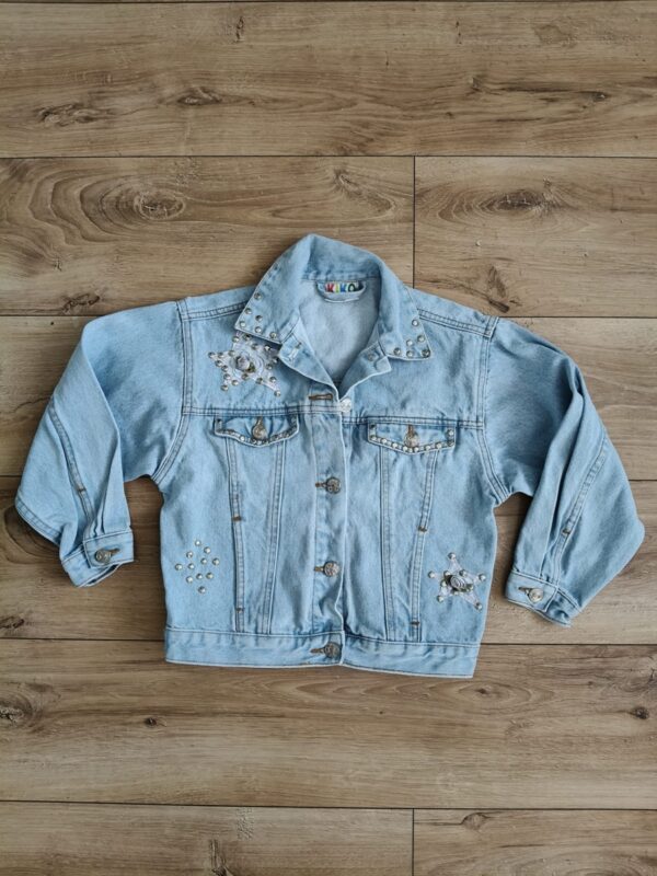 Kiko - kurtka jeansowa - ćwieki - kwiatki - 122 cm