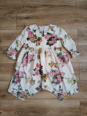 Next - sukienka - tunika w kwiaty - ecru - 164 cm