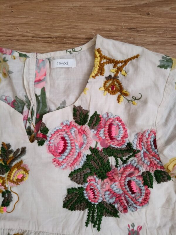 Next - sukienka - tunika w kwiaty - ecru - 164 cm