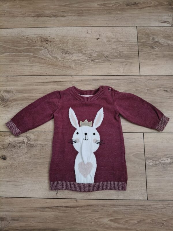 Primark - sweter burgundowy sukienka sweterkowa z krĂłliczkiem - 56 1 Primark - burgundowa sukienka sweterkowa - 56 cm