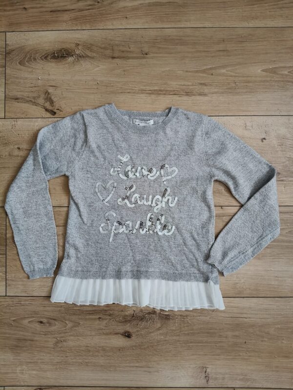 Primark - sweter z cekinami i z falbanką - 122 cm