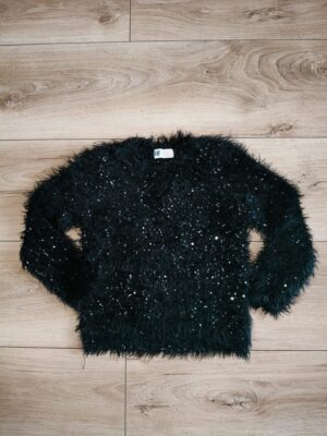 H&M - sweter okazjonalny - cekiny - włochaty - świąteczny - 104 1 H&M - sweter - cekiny - włochaty - 104 cm