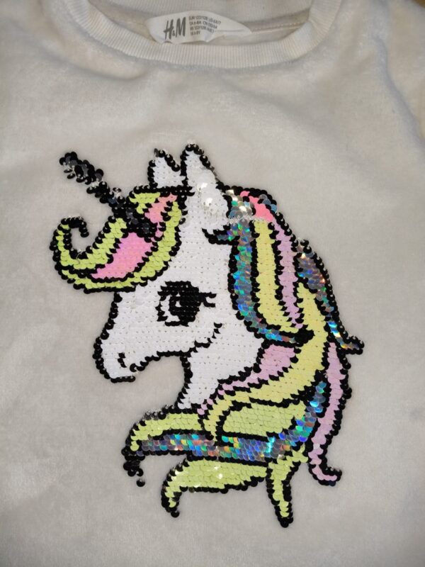 H&M - ciepła bluza - cekiny - unicorn - 122 - 128 cm