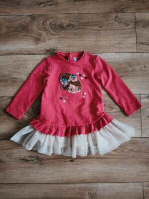 Mayoral - sukienka z tiulową falbanką - 92 cm